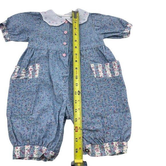 Vintage OshKosh 6-9 Months Bubble Floral Romper with Collar Flower Print - Picture 4 of 11